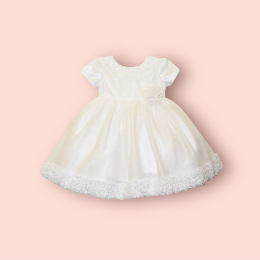 NWT Blueberi Boulevard Baby Girl Floral Appliqué Tulle Overlay Fit & Flare Dress